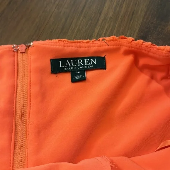 Lauren Ralph Lauren Lace Off The Shoulder Coral Color Dress, Lined Size 4 Petite - Picture 7 of 12